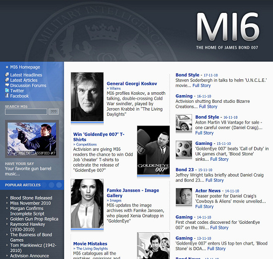 MI6 website design